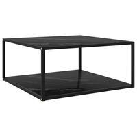 vidaXL Theetafel 80x80x35 cm gehard glas zwart