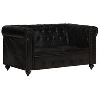 Tweezitsbank Chesterfield-stijl Echt Leer Zwart