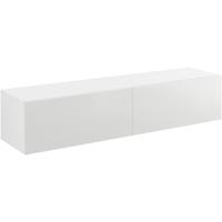 [en.casa] Hängeboard Weiß Hochglanz Hängeschrank 140x33x30cm Wohnwand mit 2 Ablagefächern TV Lowboard Hängekonsole Hängend