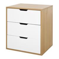 HOMCOM Nachtkommode mit 3 Schubladen braun/weiß