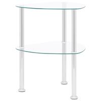 vidaxl Beistelltisch mit 2 Ablagen Transparent 38x38x50 cm Hartglas