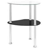 vidaxl Beistelltisch 2 Ablagen Transparent Schwarz 38x38x50cm Hartglas - 