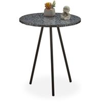 relaxdays Beistelltisch Mosaik, runder Ziertisch, handgefertigtes Unikat, 3 Beine, Mosaiktisch, HxD: 50 x 41 cm, schwarz - 