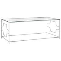 vidaXL Salontafel 120x60x45 cm roestvrij staal en glas zilverkleurig