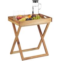 relaxdays Tabletttisch klappbar, Serviertisch Walnuss-Holz, Klapptisch klein, Serviertablett, HxBxT: ca. 54 x 52 x 36 cm - 