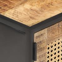 vidaXL Tv-meubel 90x30x40 cm ruw mangohout en natuurlijk riet