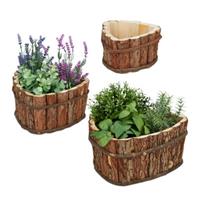 Relaxdays Blumenkasten aus Holz im 3er Set natur