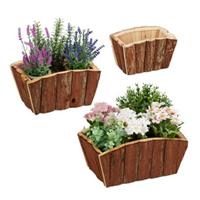 Relaxdays Blumenkasten Holz im 3er Set natur