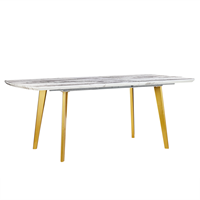 Beliani Eettafel marmer-look/goud 160 / 200 x 90 cm uitschuifbaar MOSBY