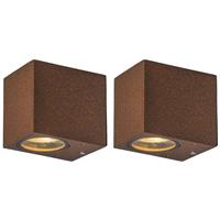 qazqa 2er Set Industrie Wandleuchten rostbraun IP44 - Baleno I