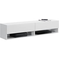 [en.casa] Hängeboard Halmstad 140 x 31 x 30 cm mit Schranktüren Hängeschrank mit Ablagefächern TV Lowboard Weiß - 