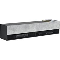 [en.casa] Hängeboard Halmstad 140 x 31 x 30 cm mit Schranktüren Hängeschrank mit Ablagefächern TV Lowboard Schwarz/Betonoptik - 