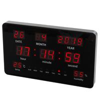 Perel Wandklok LED 37,8x25,8 cm zwart