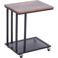 HOMCOM Rollbarer Beistelltisch in C-Form schwarz