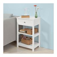 SOBUY Beistelltisch,Nachttisch,Couchtisch mit Schublade und Ablagen,FBT46-W - 