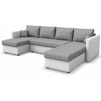 VICCO Ecksofa mit Schlaffunktion Weiß Grau Wohnlandschaft Schlafsofa Sofa Schlafcouch - 