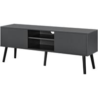 [EN.CASA] Fernsehtisch Eskilstuna 120 x 29,5 x 46,5 cm TV Lowboard 20 kg mit Schranktüren und Ablagefächern Spanplatte Massivholz Dunkelgrau
