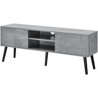 [EN.CASA] Fernsehtisch Eskilstuna 120 x 29,5 x 46,5 cm TV Lowboard 20 kg mit Schranktüren und Ablagefächern Spanplatte Massivholz Betonoptik
