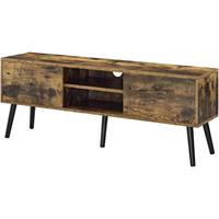 [EN.CASA] Fernsehtisch Eskilstuna 120 x 29,5 x 46,5 cm TV Lowboard 20 kg mit Schranktüren und Ablagefächern Spanplatte Massivholz Dunkler Holzton