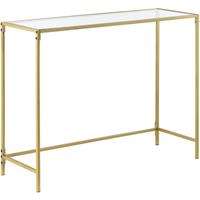 [EN.CASA] Konsolentisch Alajärvi 100 x 35 x 80 cm Flurtisch Konsole Glas-Tischplatte Kommode Highboard Glas Stahl Gold