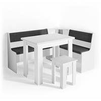 VICCO Eckbankgruppe ROMAN weiß Esszimmergruppe Sitzgruppe Küchensitzgruppe - 