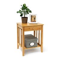 Relaxdays Bambus Beistelltisch mit Schublade beige