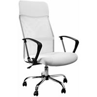 Bürostuhl Chefsessel »Deluxe« Wippfunktion höhenverstellbar ergonomisch 360° drehbar mit Netzbezug Stoff Drehstuhl Schreibtischstuhl weiß - Casaria