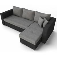 VICCO Ecksofa mit Schlaffunktion Grau Schwarz - Schlafsofa Bett Taschenfederkern Couch
