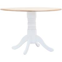 vidaXL Eettafel 106 cm massief rubberwood wit en bruin
