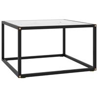 vidaXL Theetafel met wit marmerglas 60x60x35 cm zwart