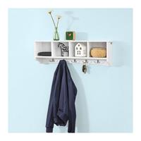 SOBUY Wandgarderobe,Hängeregal,Bücherregal, Wandschrank,mit 4 Haken,FRG48-L-W - 