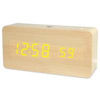 LT-1035 LED-display Digitale APP Slimme wekker (geel licht bamboehout)