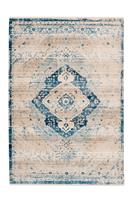Dejaroom | Vloerkleed Deep Blue lengte 80 cm x breedte 150 cm x hoogte 0.5 cm cremekleurig, blauw rechthoekige vloerkleden | NADUVI outlet
