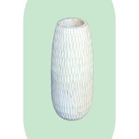 NusaOriginals Elegante Hoge Houten Vaas - Natural/White - 50cm Hoog
