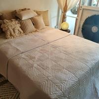 NusaOriginals Luxe Handgemaakte Bedsprei - Wit - Diamantpatroon