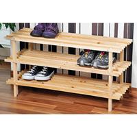 Kesper FSC Dennenhouten Schoenenrek, 3 Verdiepingen voor 9 Paar Schoenen | Schoenenkast | Schoenen Rek | Afm. 77 x 40 x 26 Cm. | Kleur: natuurlijk D