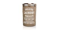 Decopatent Wasmand 50L - Rond - Tekst Deluxe Laundry Service -> Same Day Service- Badkamer - Wasmand afsluitbaar - Waszak - Bruin