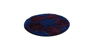 FUN Voetbal Kinderkamer Rond Vloerkleed Hoogpolig Blauw Paars- 100 CM ROND