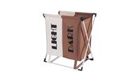 Decopatent Wassorteerder - 60 L - Wasmand 2 Vakken - Opvouwbare Wasmanden - Wassorteerder 2 vaks - Aluminium Frame - Bruin - Wit