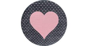 Bambi Love Kinderkamer Rond Vloerkleed Laagpolig Roze Grijs- 160 CM ROND