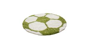 FUN Voetbal Kinderkamer Rond Vloerkleed Hoogpolig Groen Wit- 120 CM ROND