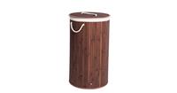 Decopatent Grote Ronde Bamboe Wasmand met deksel - 80 L - Wasmand 1 Vak met stoffen waszak - Opvouwbaar - Wassorteerder Rond