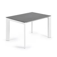 Kave Home Axis uitschuifbare tafel 120 (180) cm porselein afwerking Vulcano Roca wit benen