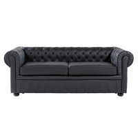 Beliani Driezitsbank leer zwart CHESTERFIELD