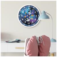 K&L WALL ART lautlose Wanduhr Kinderzimmer Weltall Lernuhr Astronauten Uhr Ø 30cm Galaxie