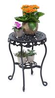 RELAXDAYS Blumenhocker rund Größe M aus Gusseisen HBT ca. 41 x 30 x 30 cm Blumenständer mit 2 Ablagen Beistelltisch für Blumen und Dekoration in Haus und