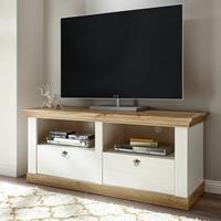 LOMADOX TV-Lowboard im Landhaus-Stil LINARES-61 in Pinie weiß / Wotan Eiche Nb. - B/H/T ca.: 152/65/52 cm