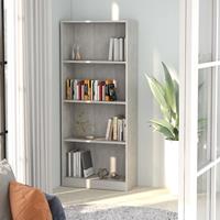 vidaXL Boekenkast met 4 schappen 60x24x142 cm spaanplaat betongrijs