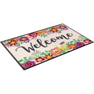 wash+dry by Kleen-Tex Mat Welcome Blooming Inloopmat, met quote, antislip, wasbaar