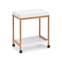 HTI-Living Beistellwagen mit Tablett, weiß Bambus, MDF natur